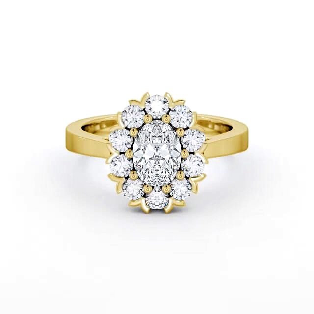 Cluster Oval Diamond Ring 9K Yellow Gold - Annora CL4_YG_HAND