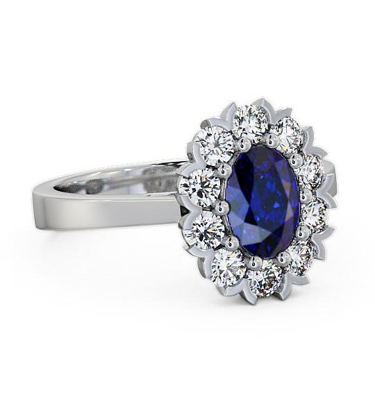Cluster Blue Sapphire and Diamond 1.60ct Ring 18K White Gold CL4GEM_WG_BS_THUMB1