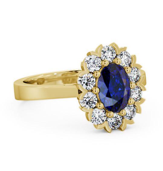 Cluster Blue Sapphire and Diamond 1.60ct Ring 9K Yellow Gold CL4GEM_YG_BS_THUMB1