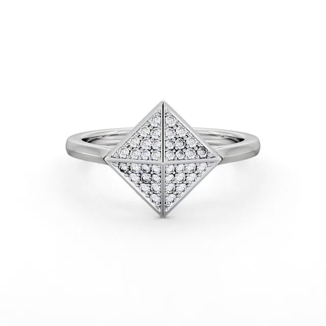 Pyramid Round Diamond 0.22ct Ring 9K White Gold - Nori CL51_WG_HAND