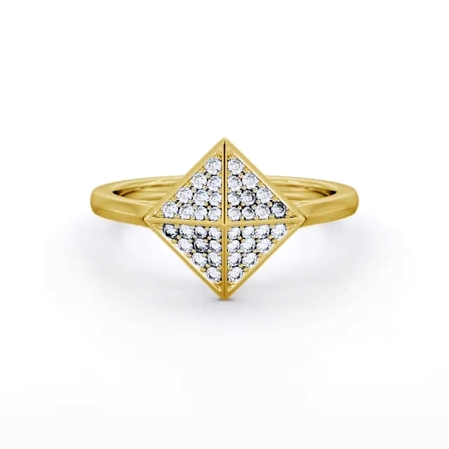 Pyramid Round Diamond 0.22ct Ring 18K Yellow Gold - Nori CL51_YG_HAND