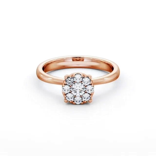 Cluster Style Round Diamond Ring 9K Rose Gold - Harlan CL52_RG_HAND
