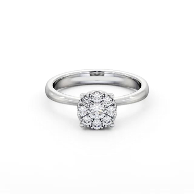 Cluster Style Round Diamond Ring 18K White Gold - Harlan CL52_WG_HAND