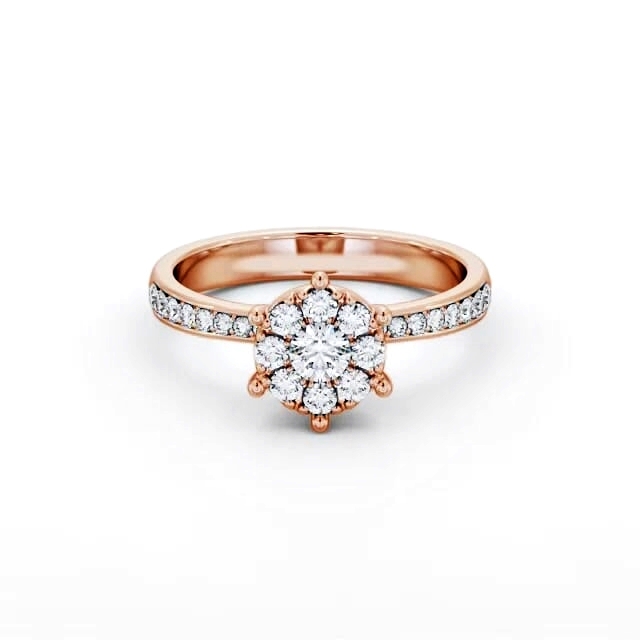 Cluster Style Round Diamond Ring 9K Rose Gold - Sakura CL53_RG_HAND