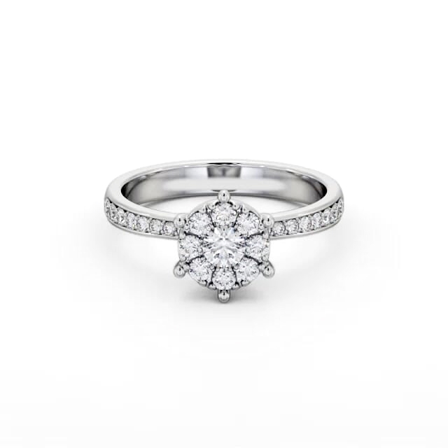 Cluster Style Round Diamond Ring 9K White Gold - Sakura CL53_WG_HAND