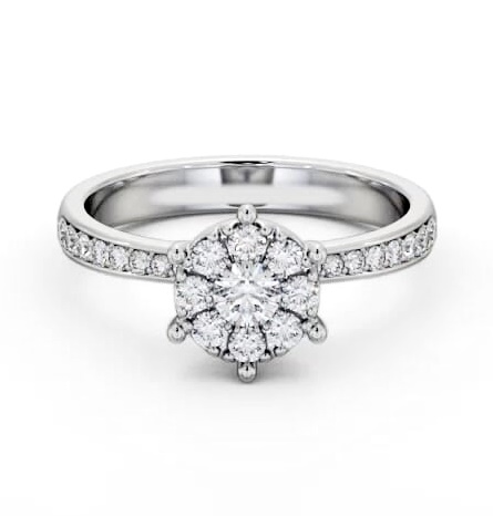 Cluster Style Round Diamond Ring 18K White Gold CL53_WG_THUMB1