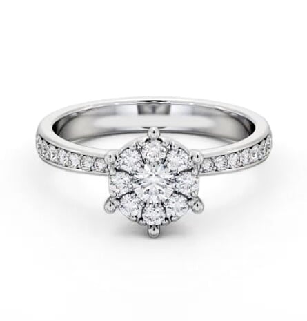 Cluster Style Round Diamond Ring 9K White Gold CL53_WG_THUMB2 