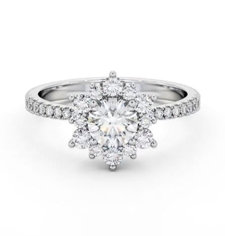 Cluster Diamond Halo Style Ring 18K White Gold CL54_WG_THUMB1