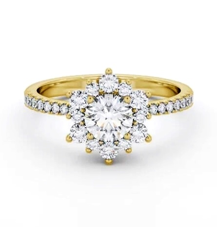Cluster Diamond Halo Style Ring 18K Yellow Gold CL54_YG_THUMB1