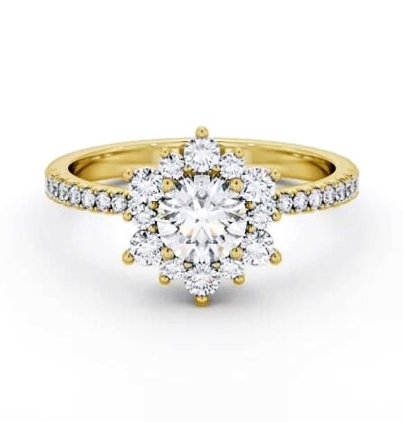 Cluster Diamond Halo Style Ring 18K Yellow Gold CL54_YG_THUMB2 