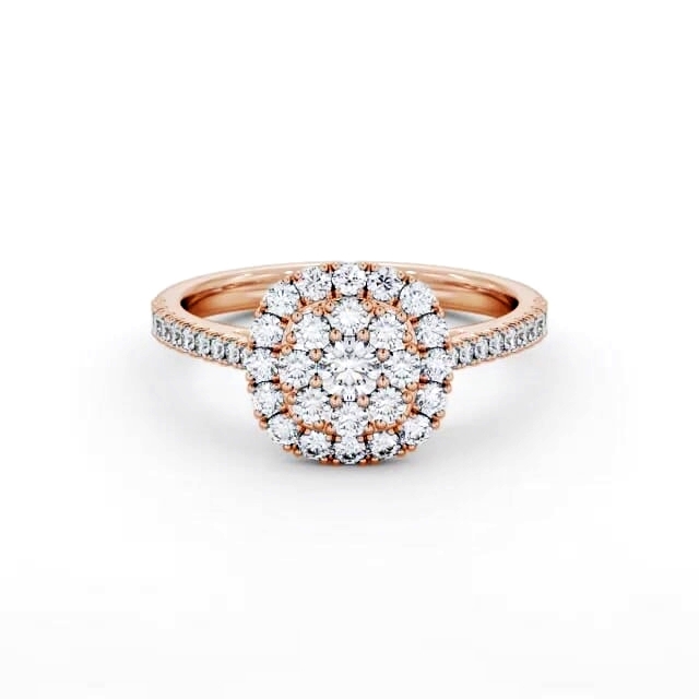 Cluster Style Round Diamond Ring 18K Rose Gold - Brylie CL55_RG_HAND