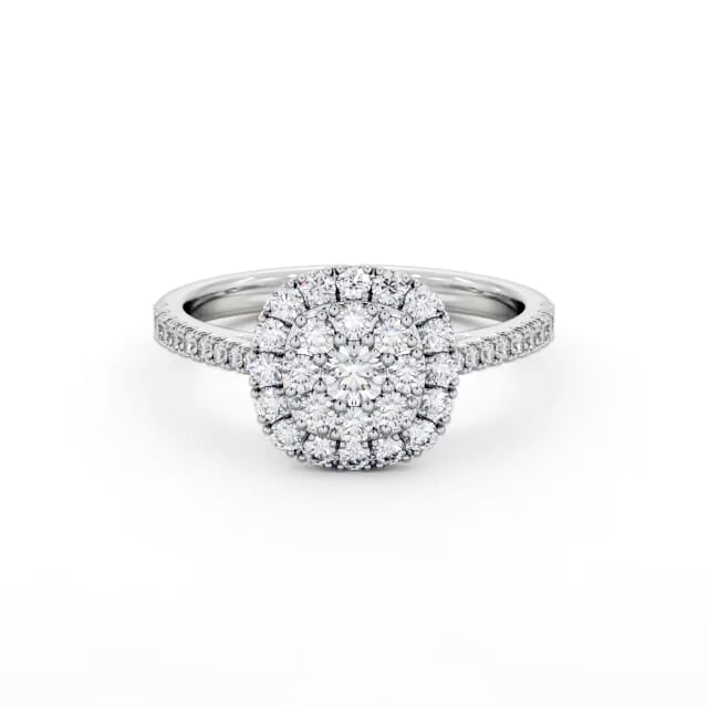 Cluster Style Round Diamond Ring 18K White Gold - Brylie CL55_WG_HAND