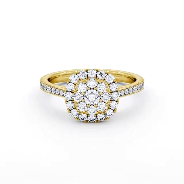 Cluster Style Round Diamond Ring 9K Yellow Gold - Brylie CL55_YG_HAND