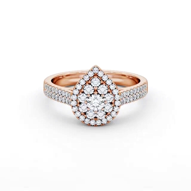 Cluster Style Round Diamond Ring 9K Rose Gold - Henrietta CL57_RG_HAND
