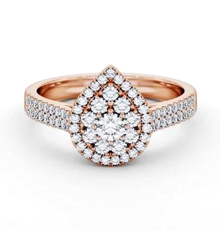 Cluster Style Round Diamond Pear Design Ring 9K Rose Gold CL57_RG_THUMB1
