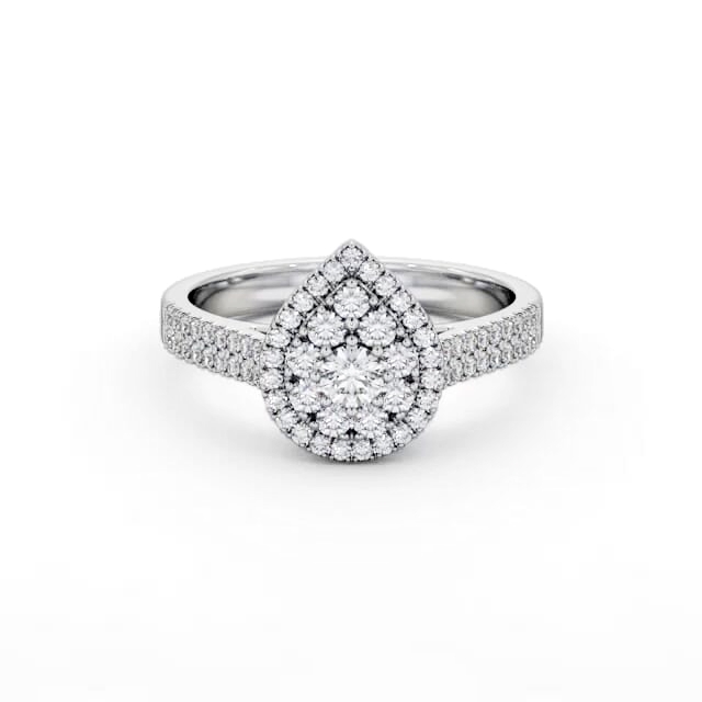 Cluster Style Round Diamond Ring Platinum - Henrietta CL57_WG_HAND
