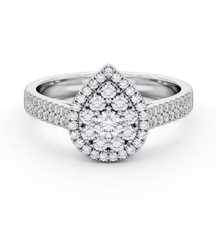 Cluster Style Round Diamond Ring Platinum CL57_WG_THUMB1