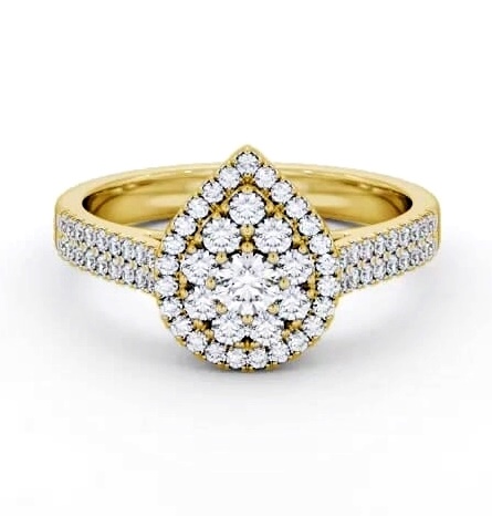 Cluster Style Round Diamond Pear Design Ring 9K Yellow Gold CL57_YG_THUMB1