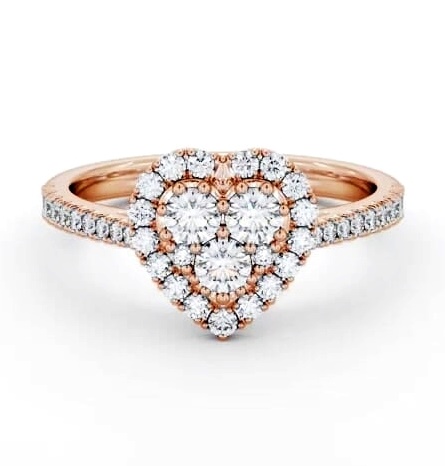 Cluster Style Round Diamond Heart Design Ring 9K Rose Gold CL58_RG_THUMB2 