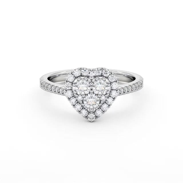 Cluster Style Round Diamond Ring 18K White Gold - Stella CL58_WG_HAND