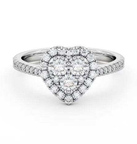 Cluster Style Round Diamond Heart Design Ring 9K White Gold CL58_WG_THUMB2 