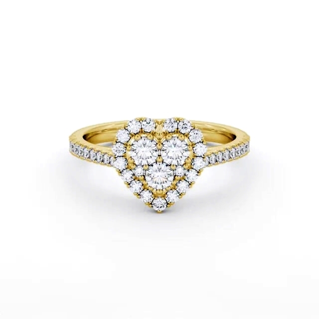 Cluster Style Round Diamond Ring 18K Yellow Gold - Stella CL58_YG_HAND