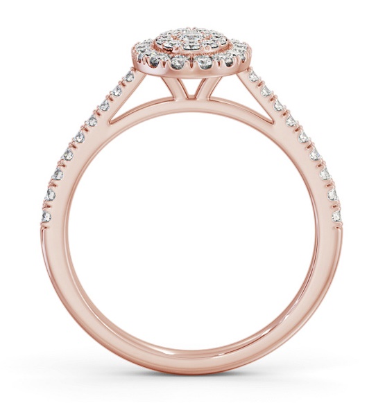 Cluster Style Round Diamond Oval Design Ring 18K Rose Gold CL59_RG_THUMB1 