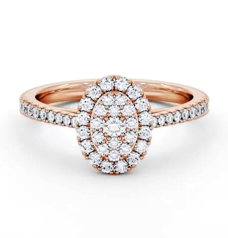 Cluster Style Round Diamond Oval Design Ring 9K Rose Gold CL59_RG_THUMB1