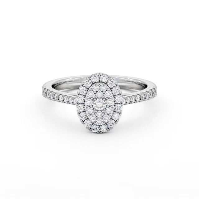 Cluster Style Round Diamond Ring Platinum - Tamia CL59_WG_HAND