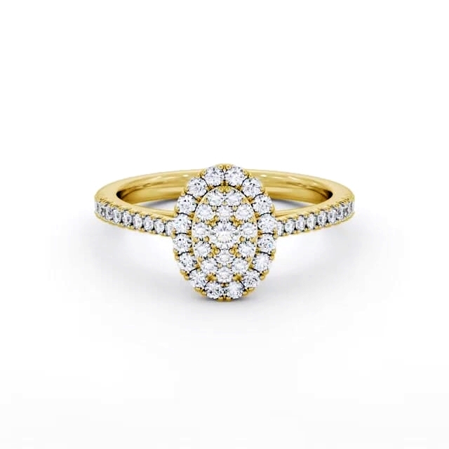 Cluster Style Round Diamond Ring 18K Yellow Gold - Tamia CL59_YG_HAND