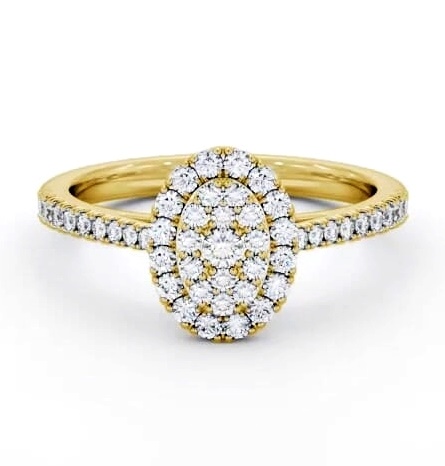Cluster Style Round Diamond Oval Design Ring 9K Yellow Gold CL59_YG_THUMB1