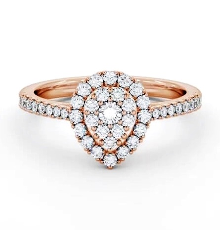 Cluster Style Round Diamond Pear Design Ring 18K Rose Gold CL60_RG_THUMB1