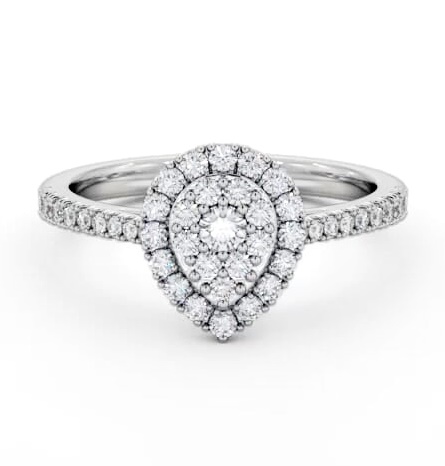 Cluster Style Round Diamond Pear Design Ring 18K White Gold CL60_WG_THUMB2 