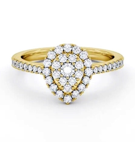 Cluster Style Round Diamond Pear Design Ring 9K Yellow Gold CL60_YG_THUMB1