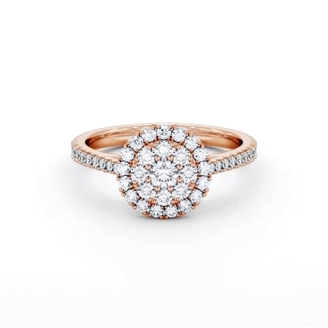 Cluster Style Round Diamond Ring 9K Rose Gold - Georgie CL61_RG_HAND