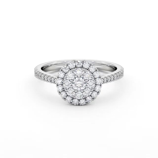 Cluster Style Round Diamond Ring Platinum - Georgie CL61_WG_HAND