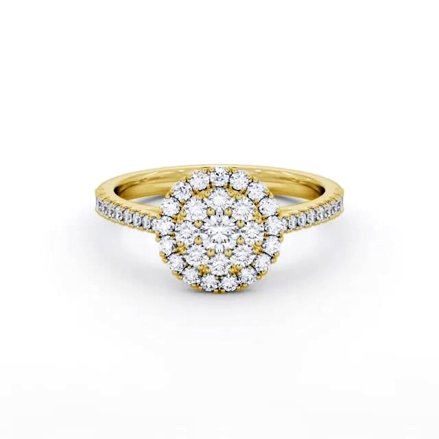 Cluster Style Round Diamond Ring 9K Yellow Gold - Georgie CL61_YG_HAND