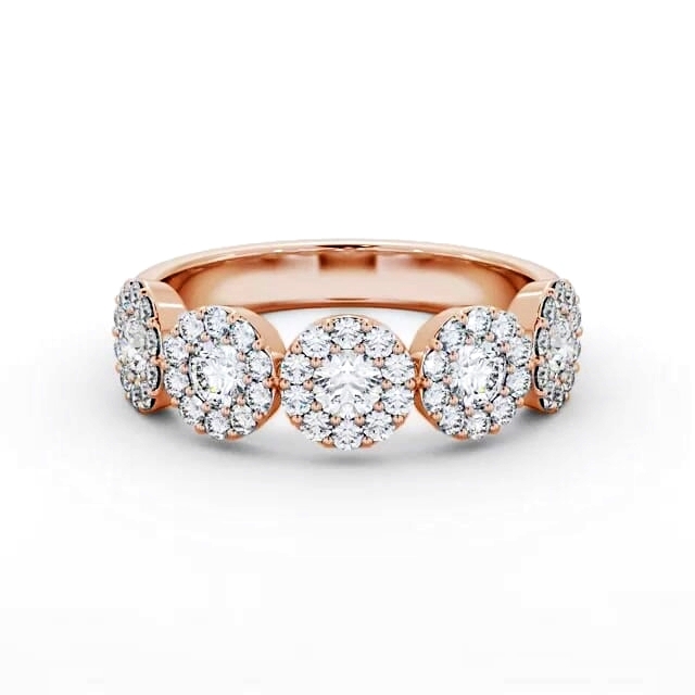 Cluster Style 0.90ct Round Diamond Ring 9K Rose Gold - Bradley CL62_RG_HAND