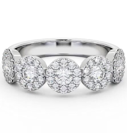 Cluster Style 0.90ct Round Diamond Ring 18K White Gold CL62_WG_THUMB1