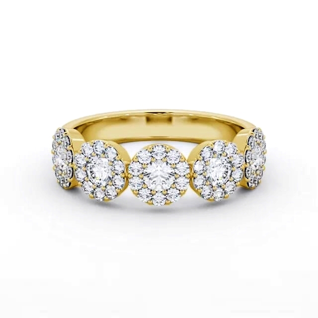 Cluster Style 0.90ct Round Diamond Ring 9K Yellow Gold - Bradley CL62_YG_HAND