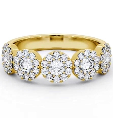 Cluster Style 0.90ct Round Diamond Ring 9K Yellow Gold CL62_YG_THUMB1
