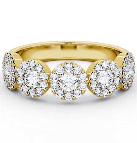 Cluster Style 0.90ct Round Diamond Ring 18K Yellow Gold CL62_YG_THUMB2 