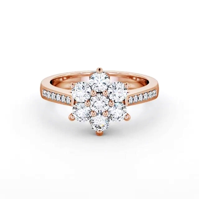 Cluster Diamond Ring 18K Rose Gold With Side Stones - Yohana CL6S_RG_HAND