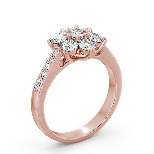 Cluster Diamond Ring 9K Rose Gold With Side Stones - Yohana CL6S_RG_HAND