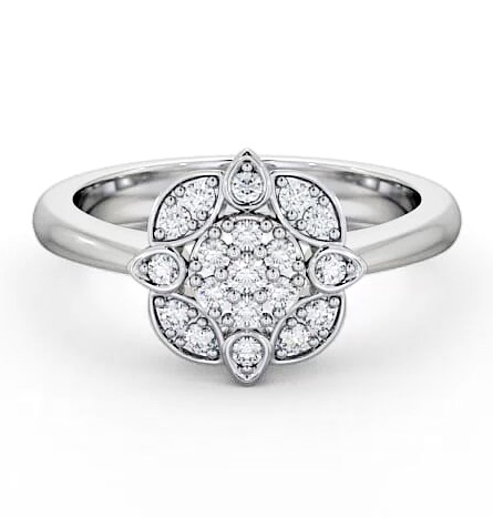 Cluster Round Diamond 0.20ct Vintage Style Ring 18K White Gold CL9_WG_THUMB1