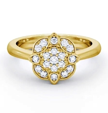 Cluster Round Diamond 0.20ct Vintage Style Ring 18K Yellow Gold CL9_YG_THUMB1