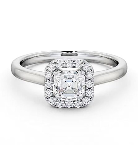 Halo Asscher Diamond Classic Engagement Ring 18K White Gold ENAS10_WG_THUMB2 
