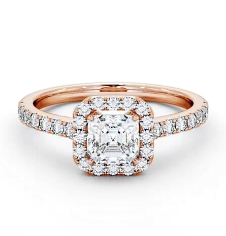 Halo Asscher Diamond Classic Engagement Ring 9K Rose Gold ENAS11_RG_THUMB1