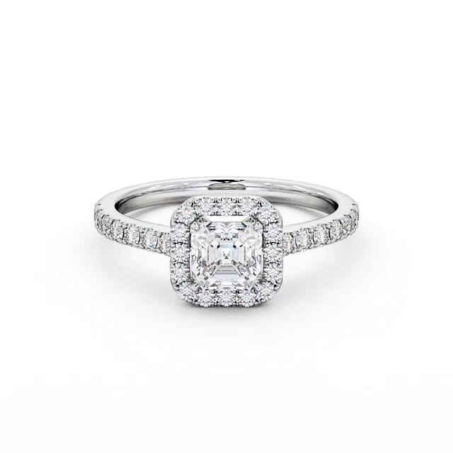 Halo Asscher Diamond Engagement Ring 18K White Gold - Rhianna ENAS11_WG_HAND