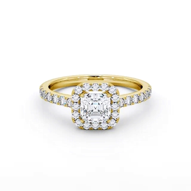Halo Asscher Diamond Engagement Ring 18K Yellow Gold - Rhianna ENAS11_YG_HAND